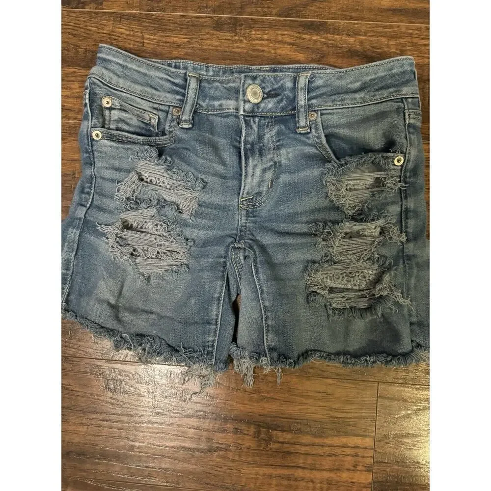 American Eagle Next Level Stretch Hi-Rise Shortie Distressed Women's Sz:4